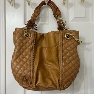 Vintage Juicy couture Elegant Tan Quilted Leather Tote Bag